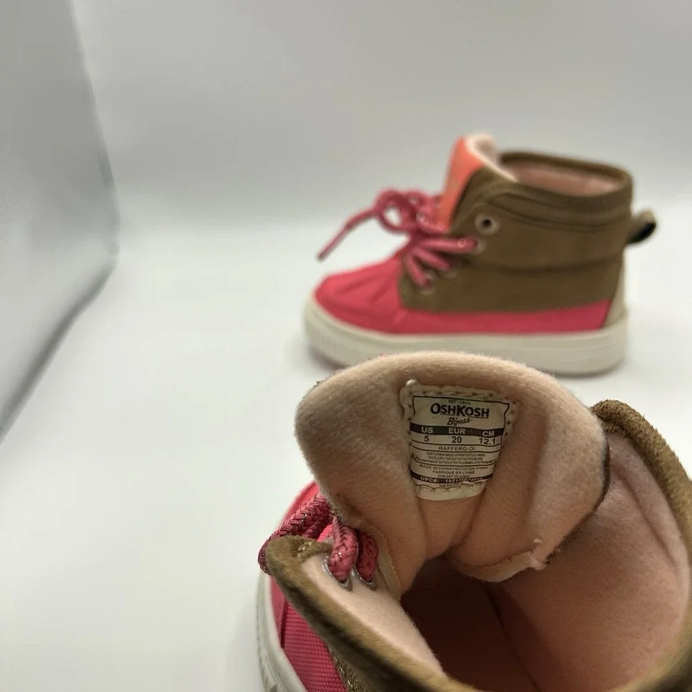 OshKosh B'gosh Pink And brown Girls Size 5 Faux Fur Winter Snow‎ Duck Boots